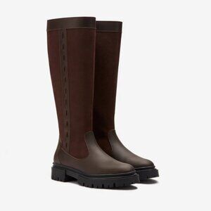 DuoBoots Oakford Knee High Boots in Dark Brown Leather 39 Wide Calf